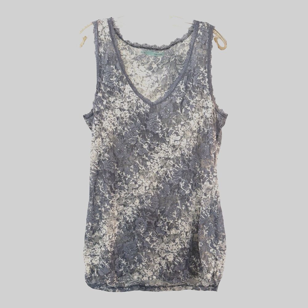 Maurices Cami Tank Tunic Top Lace Sleeveless XL Blue White Floral Feminine NWOT